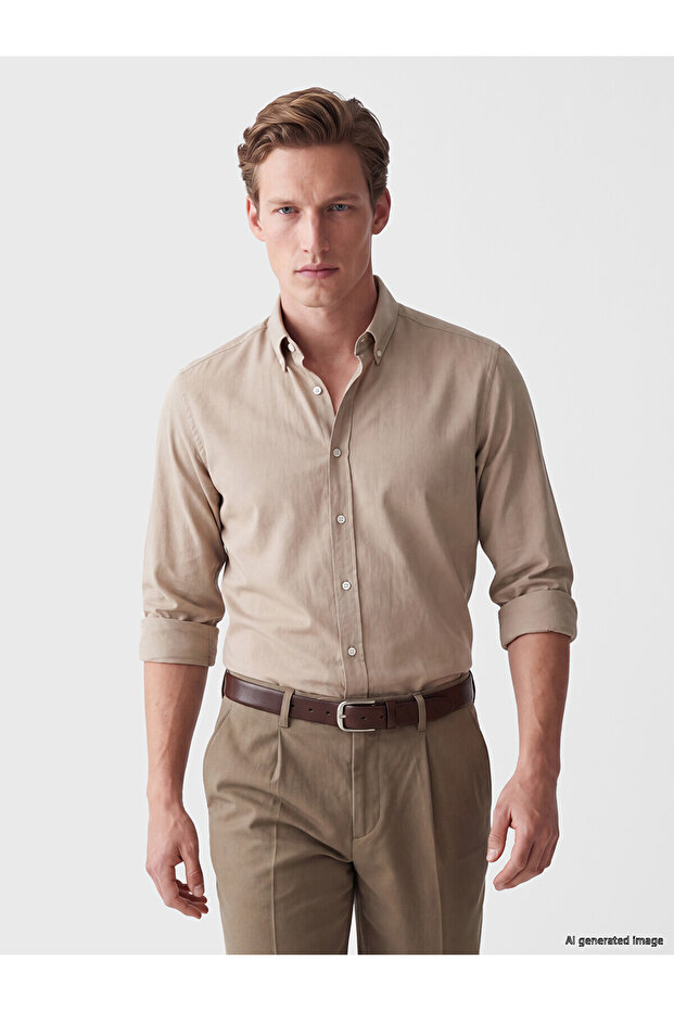 Southblue Brown Regular Fit Textured Men's Shirt
