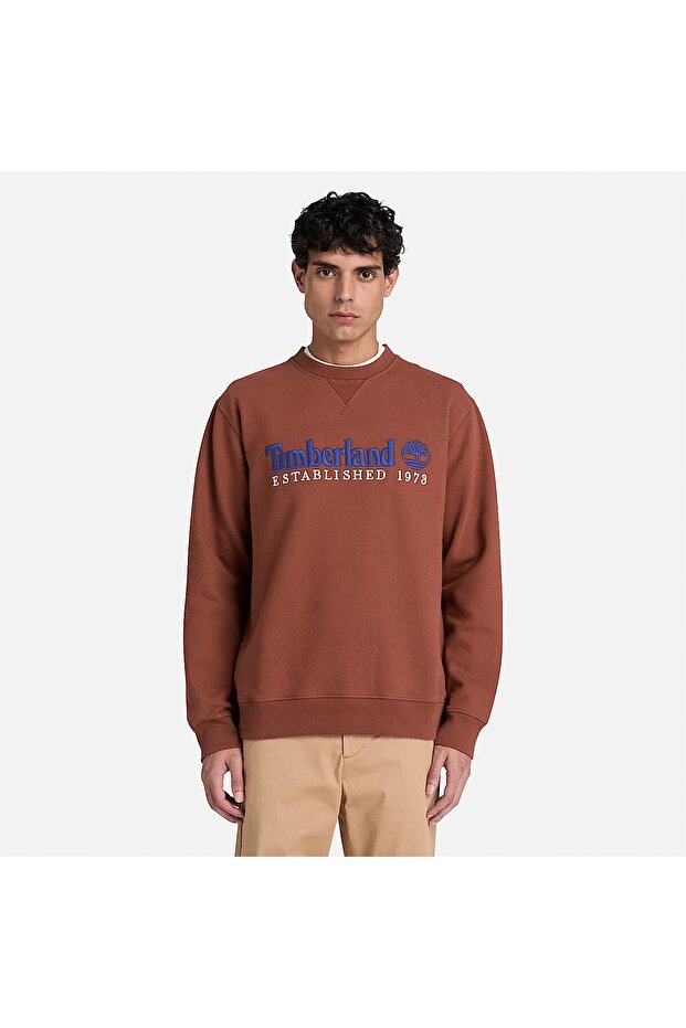 Established 1973 Embroidered Logo Bb Cre Men's Brown Sweatshirt