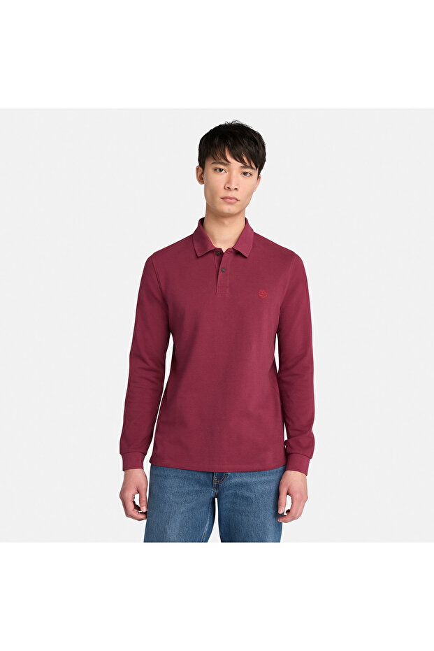Millers River Ls Millers River Pique Pol Men's Burgundy Tshirt