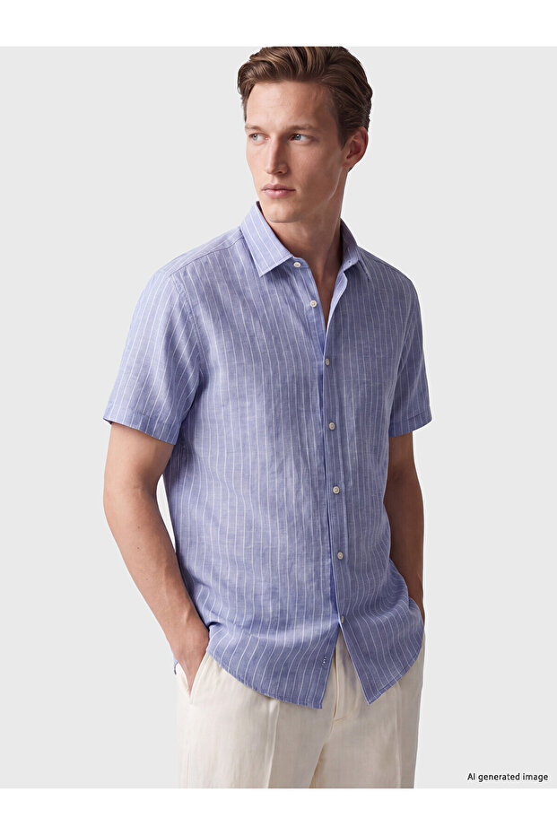 Southblue Blue Relax Fit Striped Men's Shirt