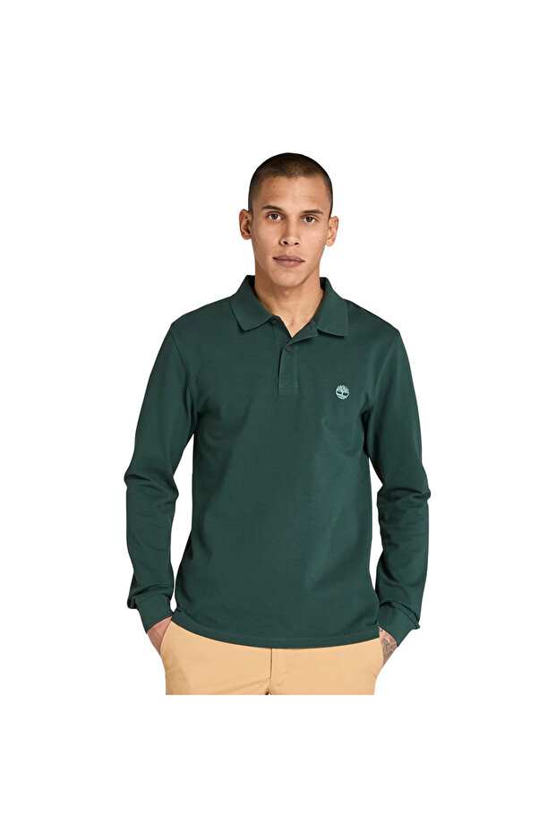 Millers River Ls Millers River Pique Pol Men's Dark Green Tshirt