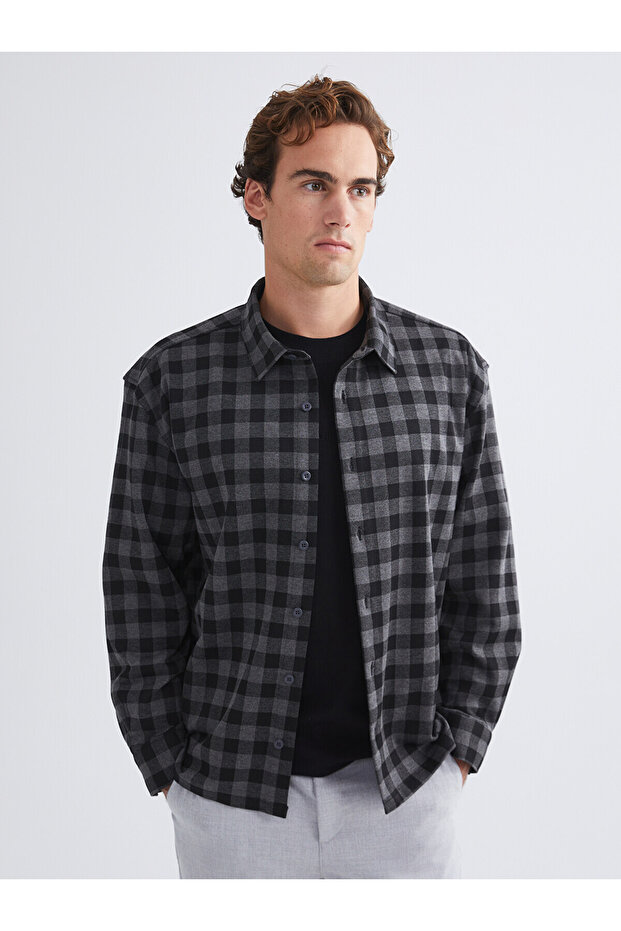 Vizyon New Season Regular Fit Long Sleeve Plaid Men's Shirt