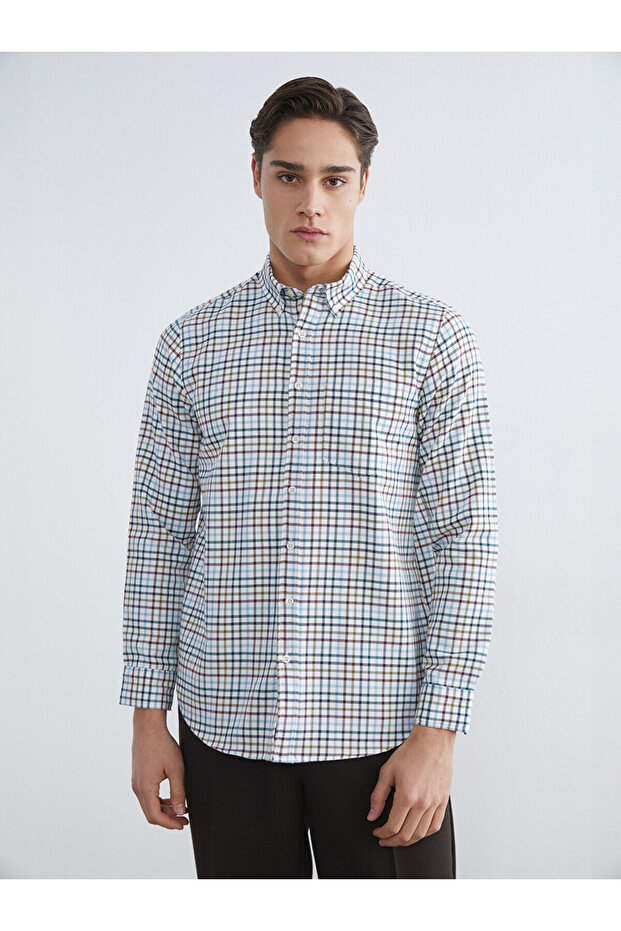 Regular Fit Plaid Men's Shirt