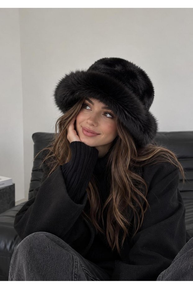 Women's Plush Furry Hat, Soft Warm Winter Bucket Hat, Faux Fur Trendy Winter Hat