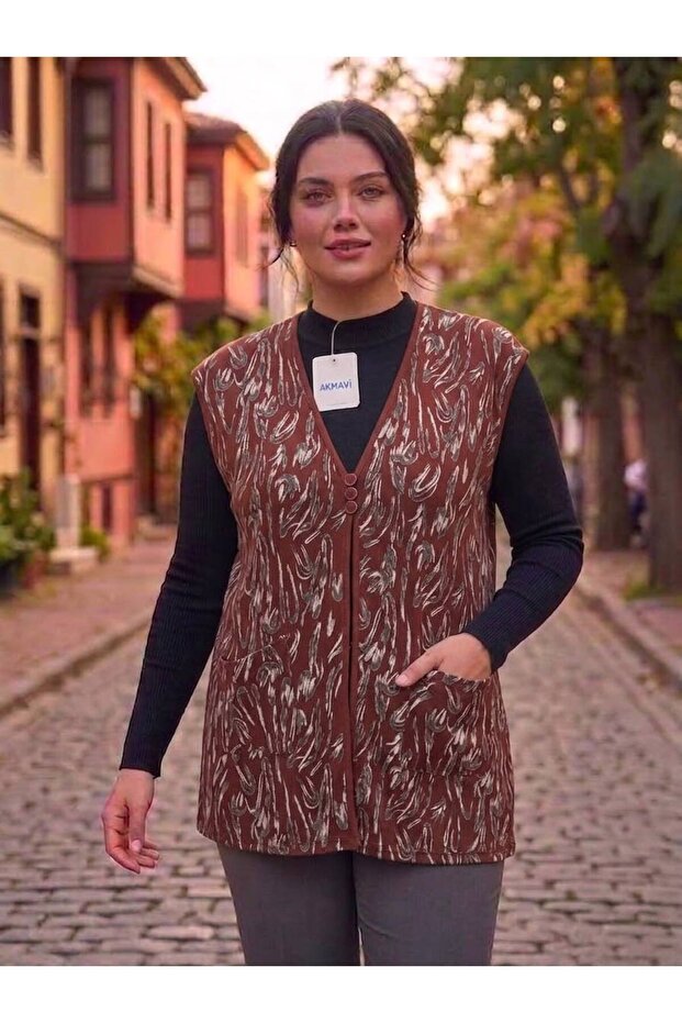 Women's Plus Size Pattern Embroidered Combed Cotton Vest
