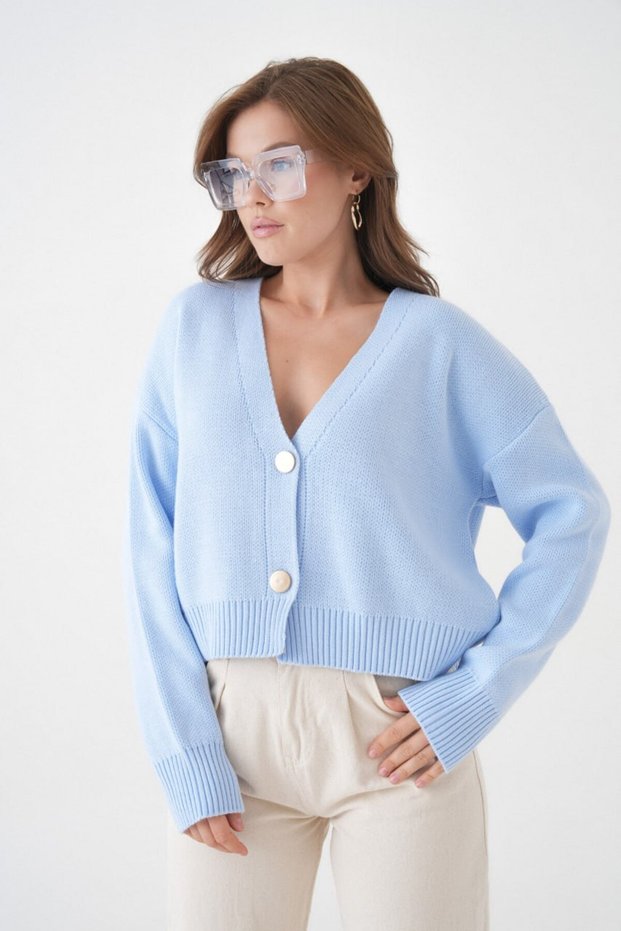 Oversize Metal Button Detailed Knitwear Cardigan Aw25Hi0044