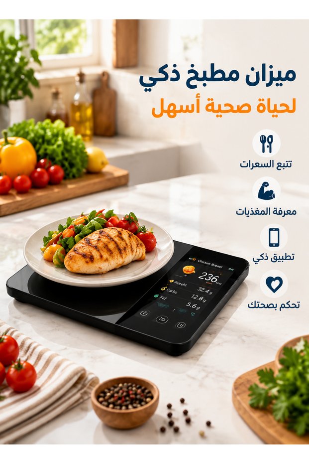 ميزان مطبخ رقمي ذكي 5 كجم مع شاشة TFT لتتبع السعرات الحرارية والبروتين والتغذية، شحن عبر USB