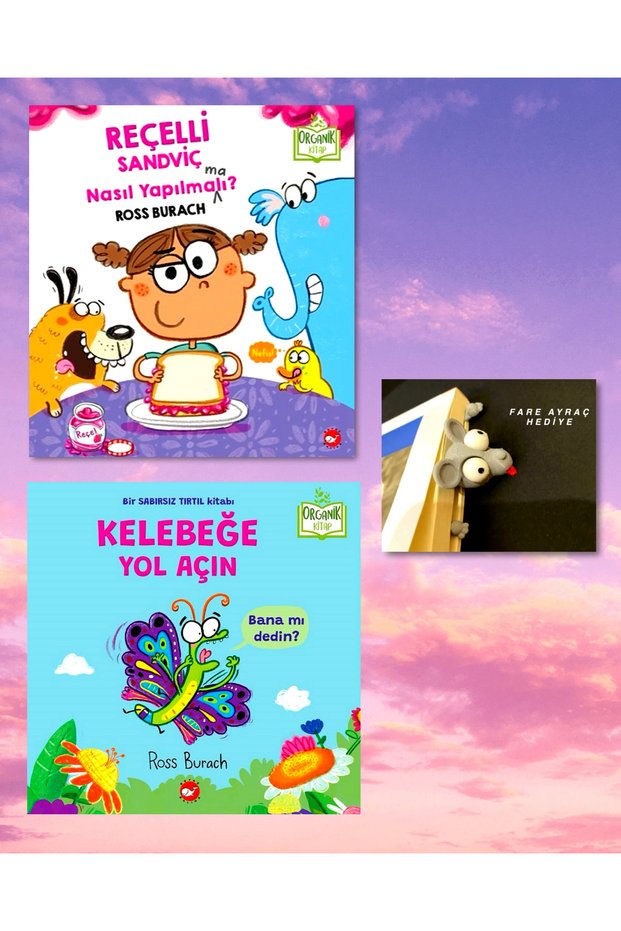 Make Way for the Butterfly / How to Make Jam Sandwiches / Organic Book / Hardcover / Bookmark with the Figure of a Mouse Stuck in the Head Gift