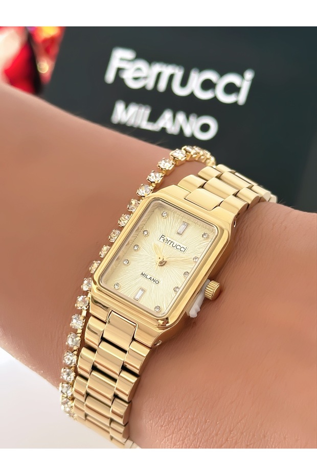 Steel Strap Rectangular Case 2 Year Warranty 3 Atm Waterproof Women's Wristwatch + Bracelet Gift
