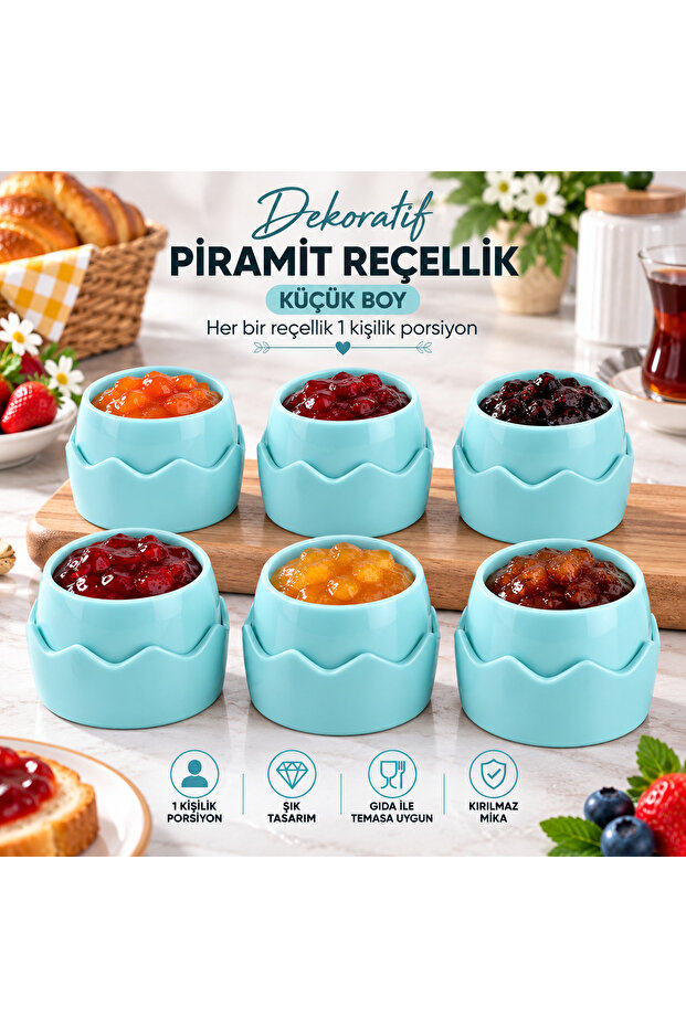 6 Decorative Pyramid Jam Bowls Small Size – Single Serving Plastic Jam & Sauce Bowls