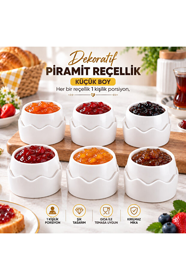 6 Decorative Pyramid Jam Bowls Small Size – Single Serving Plastic Jam & Sauce Bowls