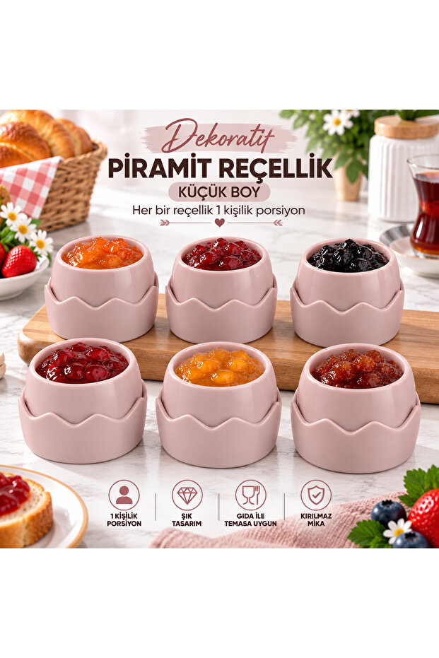 6 Decorative Pyramid Jam Bowls Small Size – Single Serving Plastic Jam & Sauce Bowls
