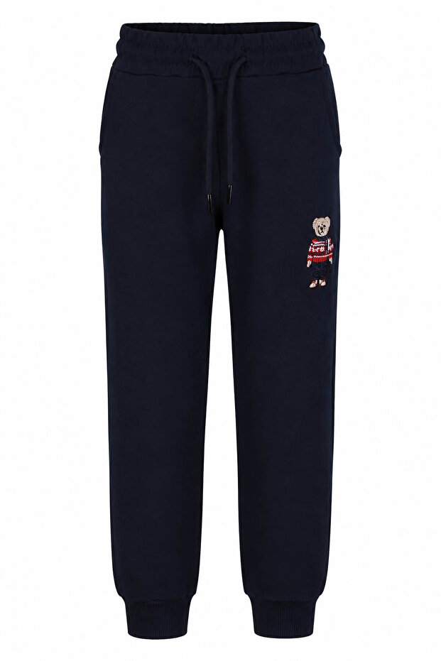 Bear Printed 2 Thread Indigo Boys' Sweatpants 8079