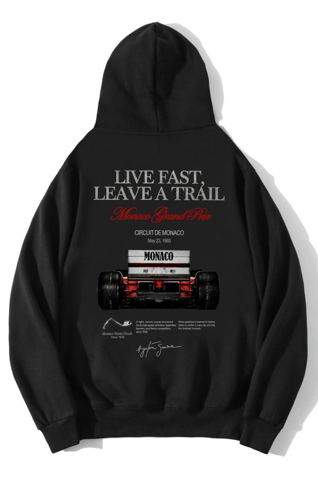 Unisex Oversize Grand Prix Race Car Monaco Hoodie Black