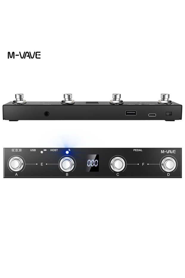 Chocolate Plus Black M-VAVE Chocolate Plus Portable Wireless MIDI Foot Controller - 4-Button BT Peda