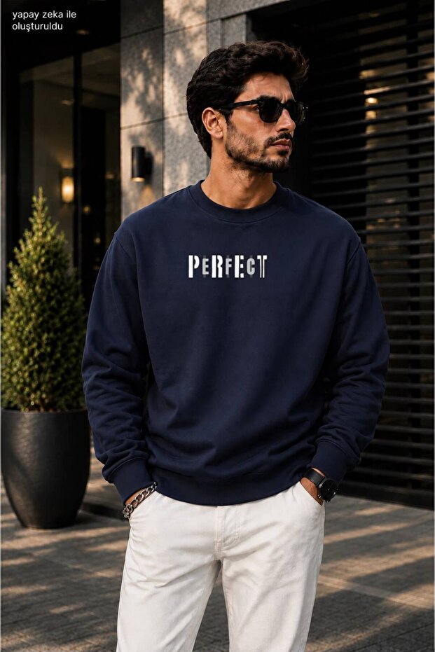 Men's Perfect Minimal Lettering Crew Neck Casual Regular Fit Sweatshirt