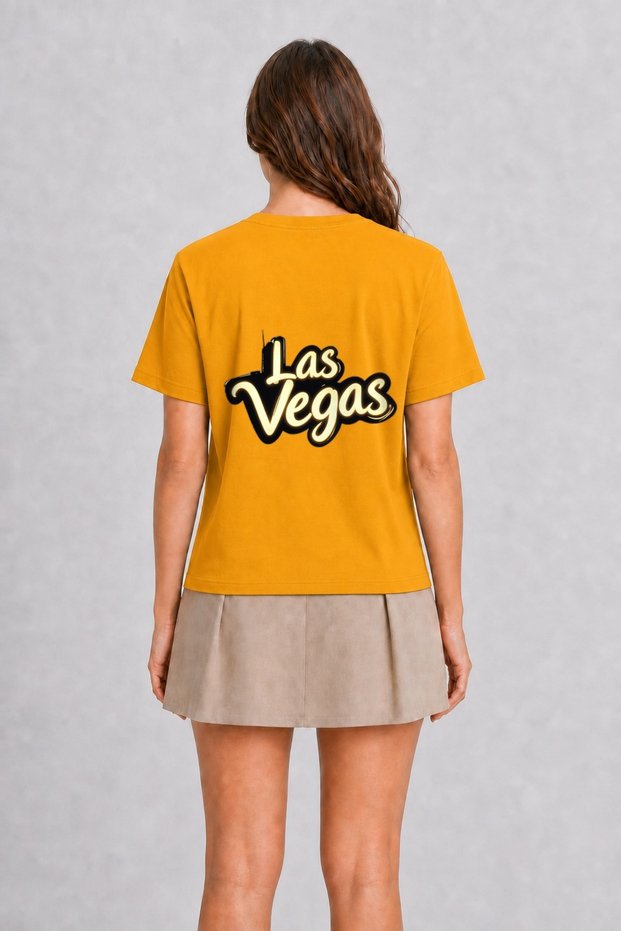 Las Vegas Neon-Inspired T-Shirt - Back Print - Yellow