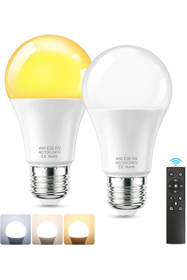 LED Remote Control Light Bulbs, 700LM 9W, 60 Watt Equivalent, 3000K-6500K Stepless Dimmable Warm Lig