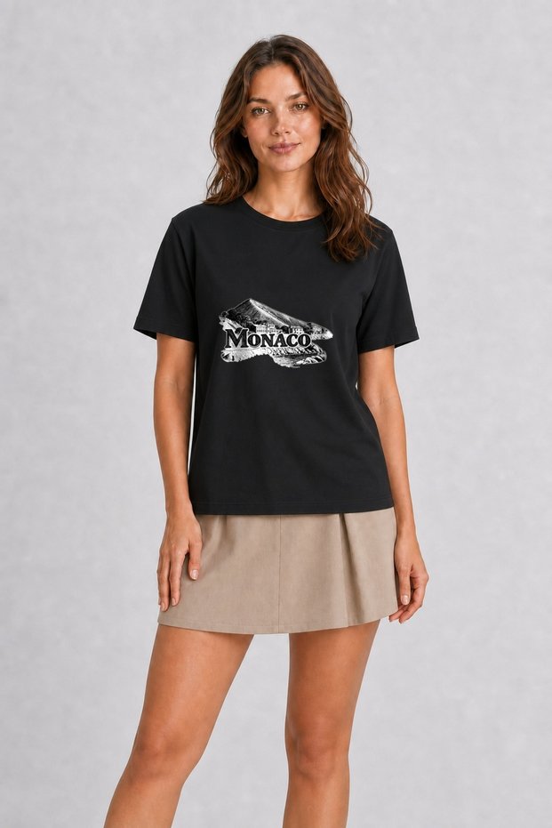 Monaco Engraved Design Unisex T-Shirt - Black