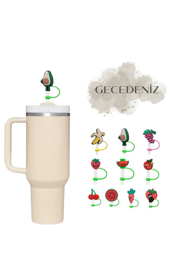 Thermos Compatible Straw Stopper Avocado Green Funny