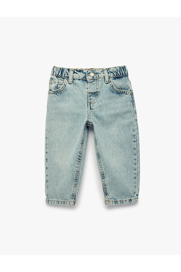 Cotton Indigo Baby Boy Jean Pants with Pocket Detail 7Wmb40001Td