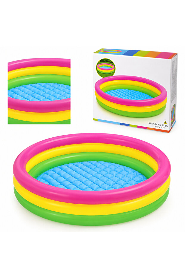 114X25 3-Section Colorful Inflatable Children's Play Pool
