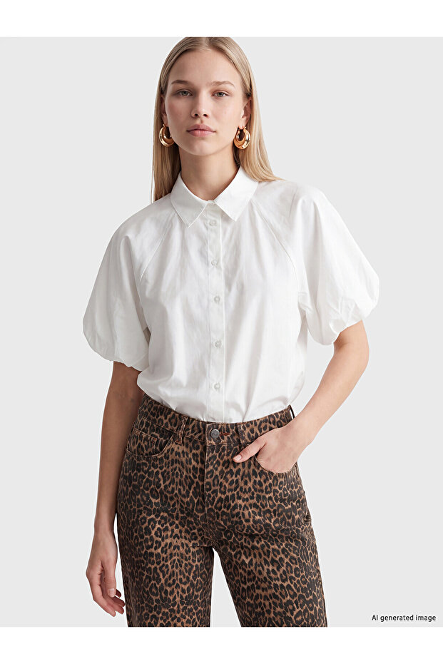 Alita City Lcw Vision White Oversize Poplin Women's Shirt with a Difference