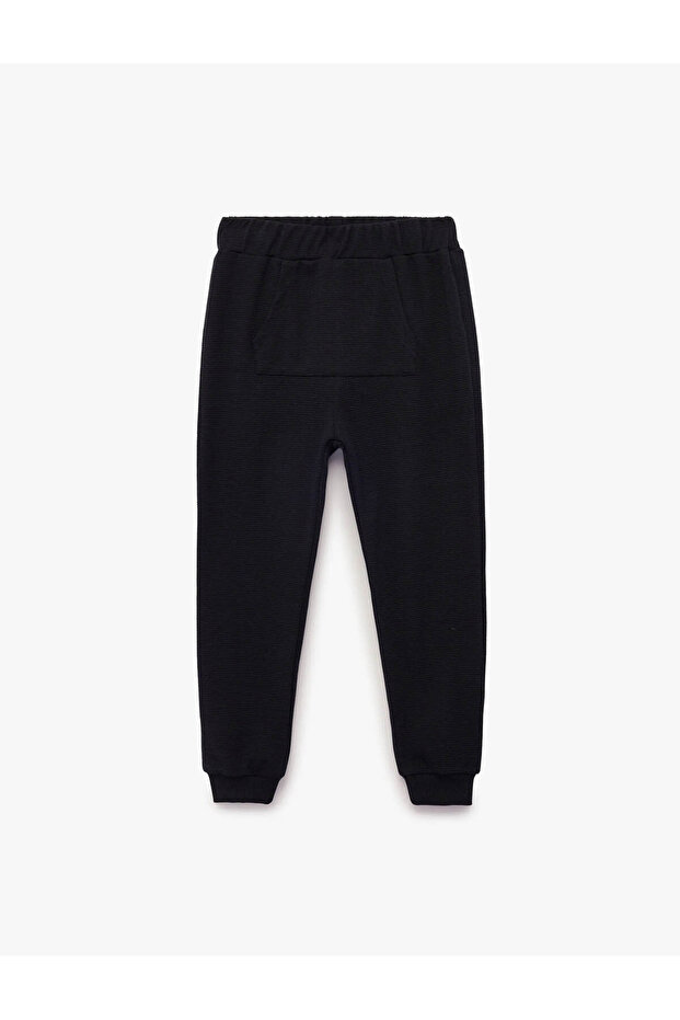Kangaroo Pocket Jogger Navy Blue Baby Boy Sweatpants 7Wmb40010Tk