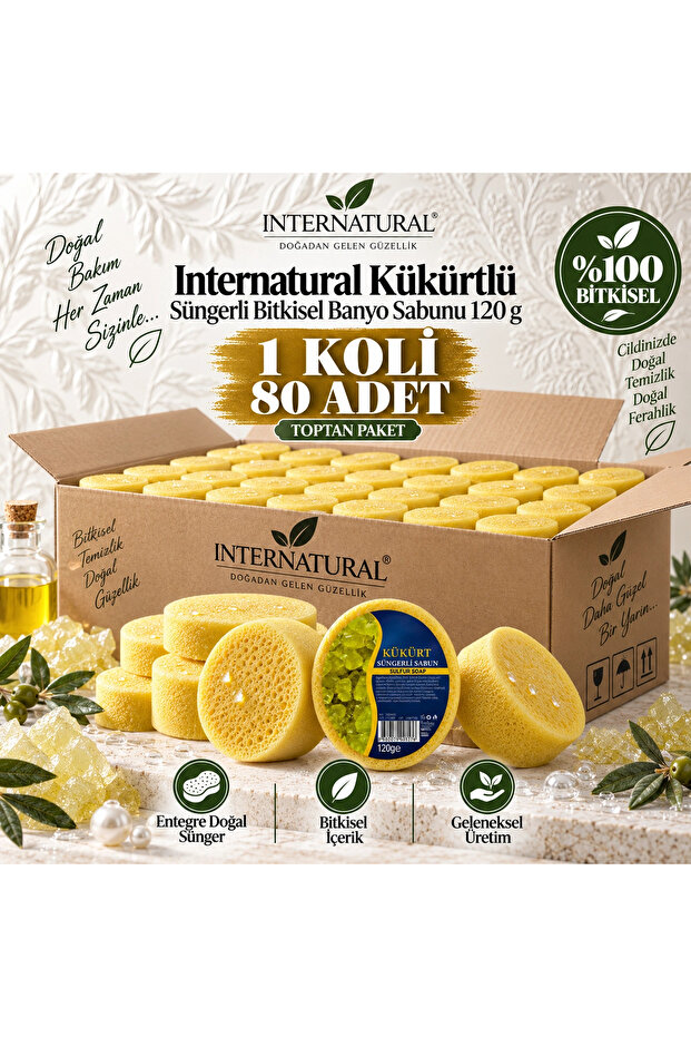 Internatural Sulfur Sponge Herbal Bath Soap 80-Pack Box (80 X 120 g)