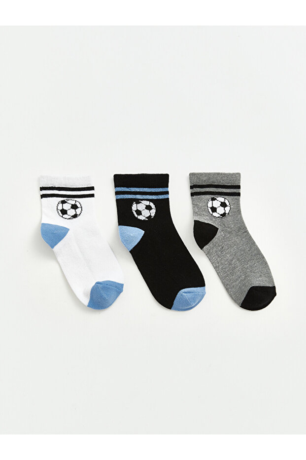 Two Mt Shop Quality Lcw Kids White Printed 3-Pack Boys' Socks