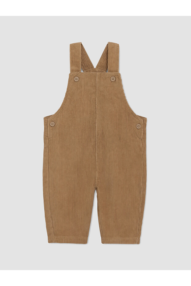 Beige Corduroy Baby Boy Velvet Jumpsuit