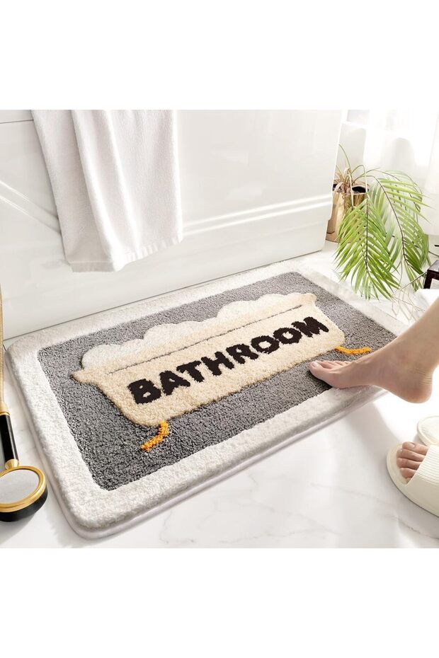 Bathroom Mat Non Slip, Absorbent Microfiber Bath Rug, Quick Drying and Machine Wash 60x90 cm (Bath)
