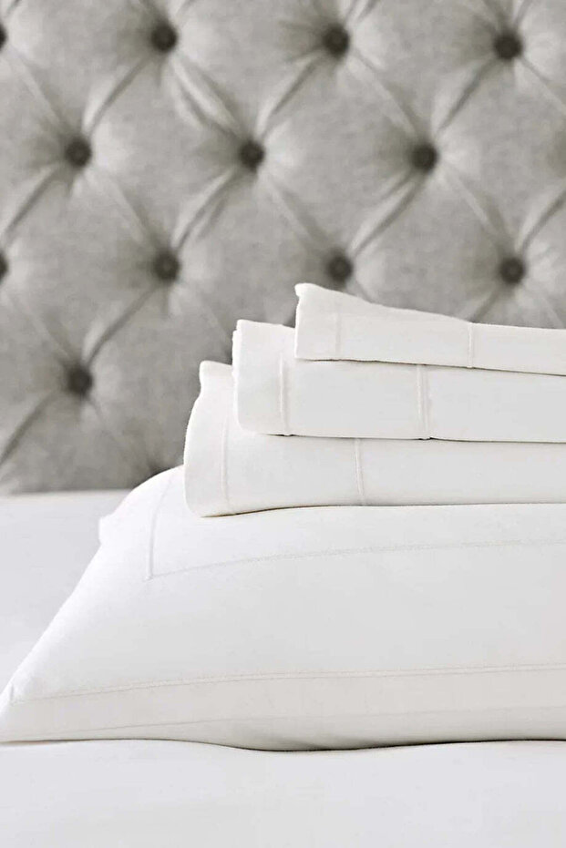 Siena Double Row Corded Supima Cotton Satin Flat Sheet - White, Double Size 230 × 275 cm