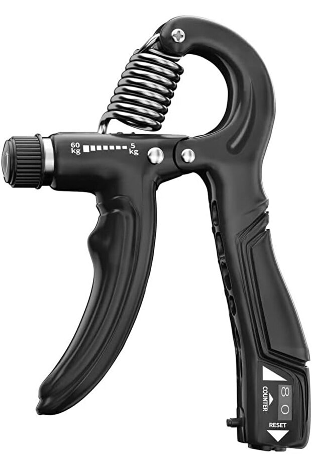 Adjustable Hand Grip Strengthener with Rep Counter, 5-60 kg 11-132 lbs Resistance, Built-in Rep Counter, Non-Slip Handle, Finger & Wrist Trainer, Multiple Grip Positions