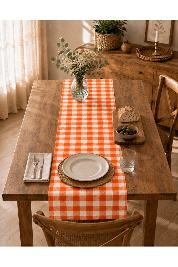Karesa Checkered Table Runner Cotton Plaid Table Runner 50X150 cm