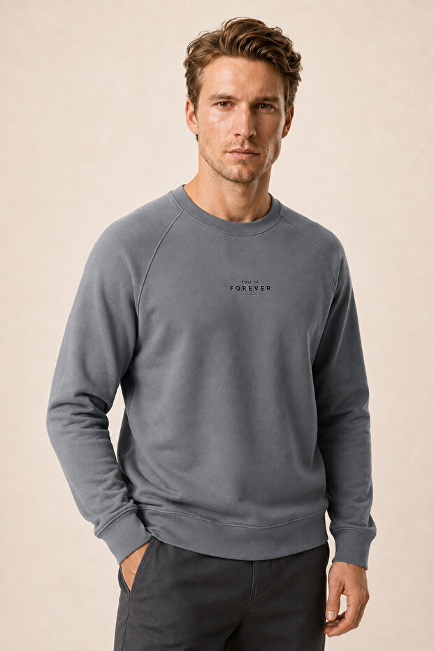 Forever New Season Men's Regular Fit Cotton Sweatshirt Smoked