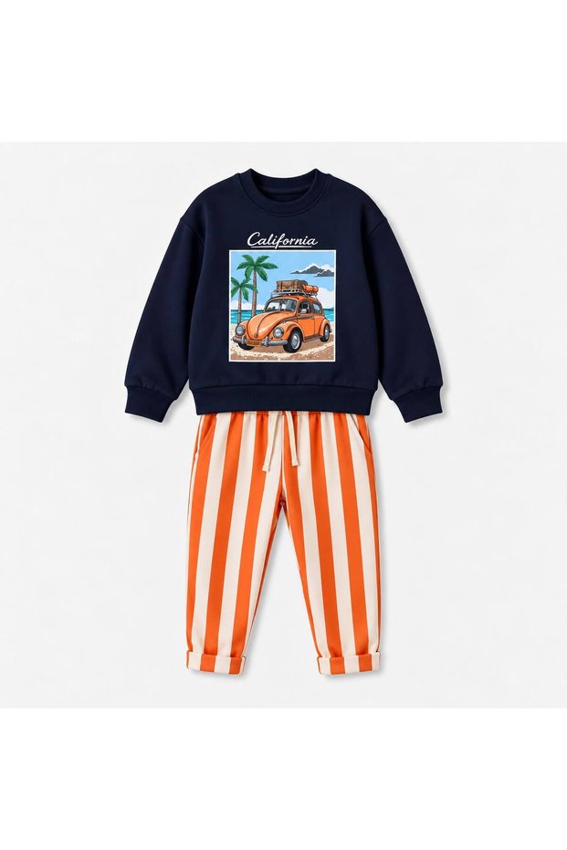 Boy's California Car Printed Top and Bottom Set