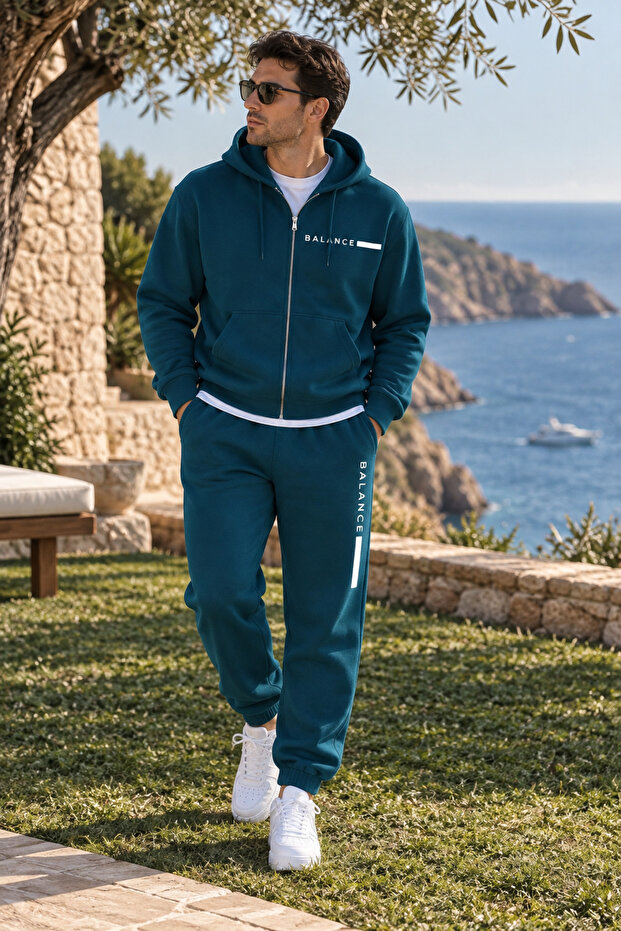 Men's Premium Zippered Hooded Tracksuit Set – Comfortable Fit Stylish Design