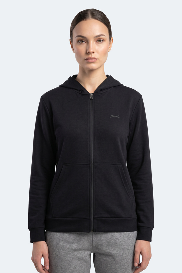 Sera I Women's Zippered Navy Blue Sweatshirt