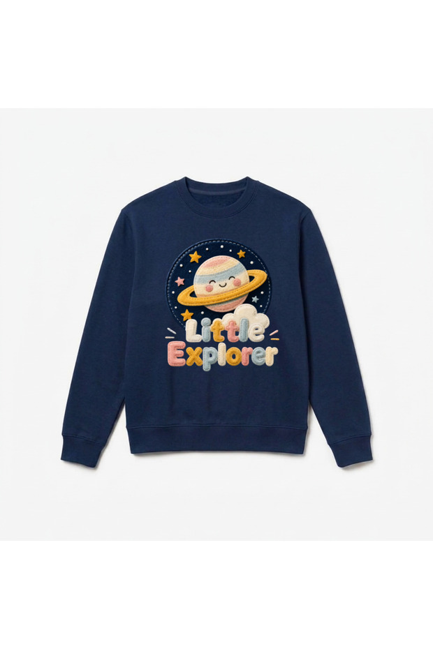 Embroidery printed premium crew neck long sleeve sweatshirt