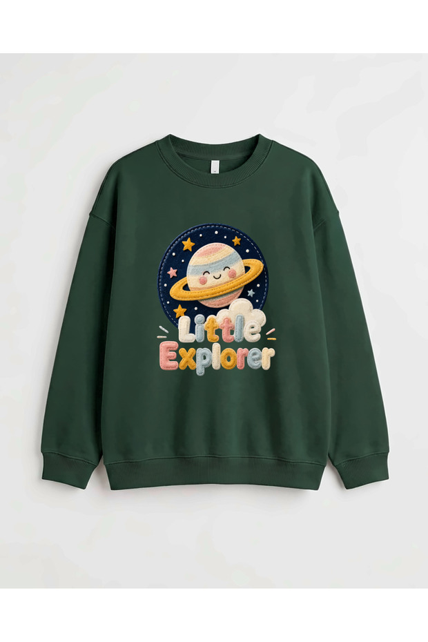Embroidery printed premium crew neck long sleeve sweatshirt