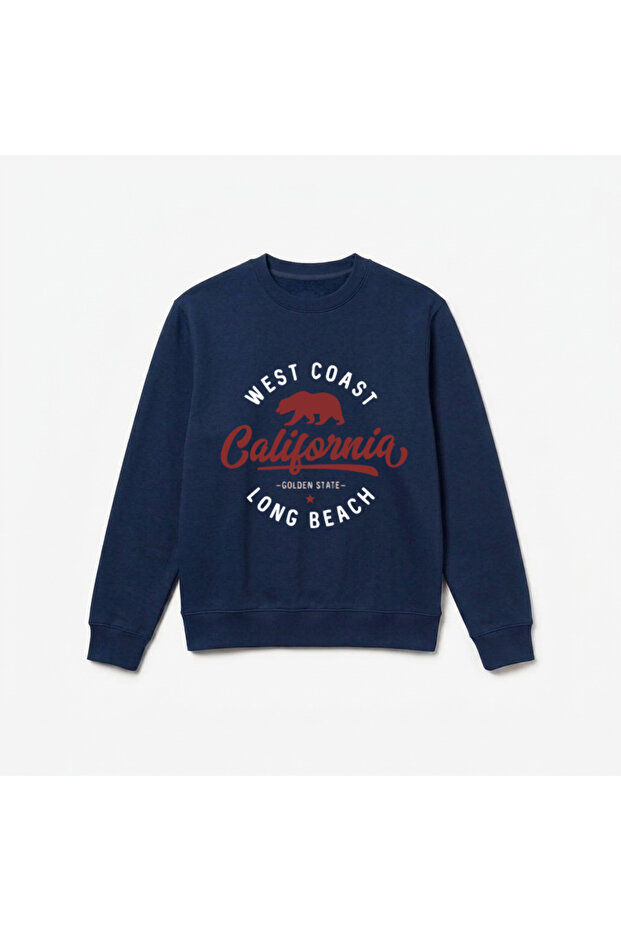 California printed premium crew neck long sleeve sweatshirt