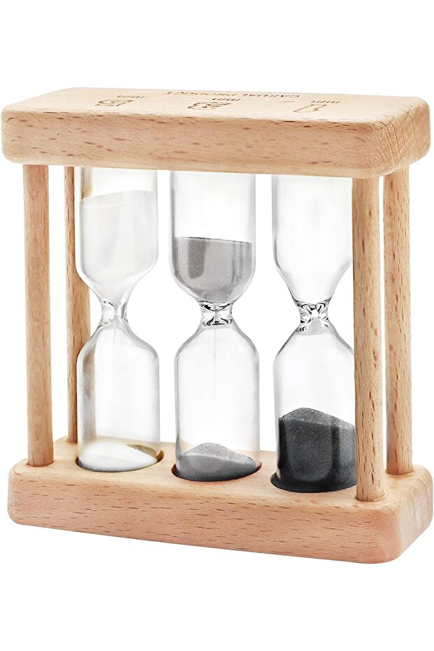 Hourglass Timer Set 1,3,5 Minute,Mini Wooden Sand Clock Ornaments,White,Black,Grey