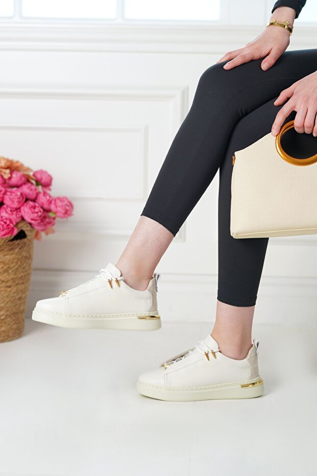 One Air 7660 Beige Genuine Leather Sneaker