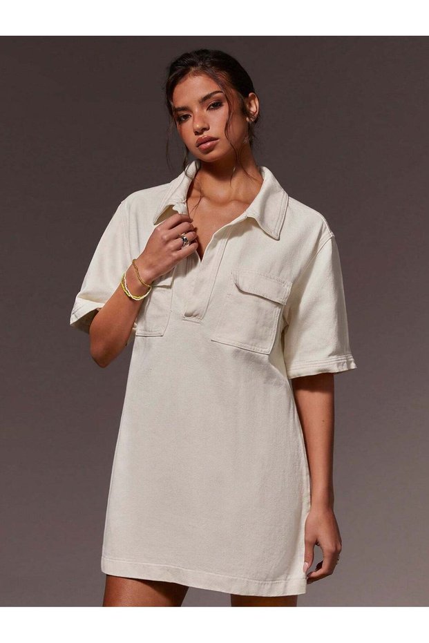 Rochie mini, albă - XS