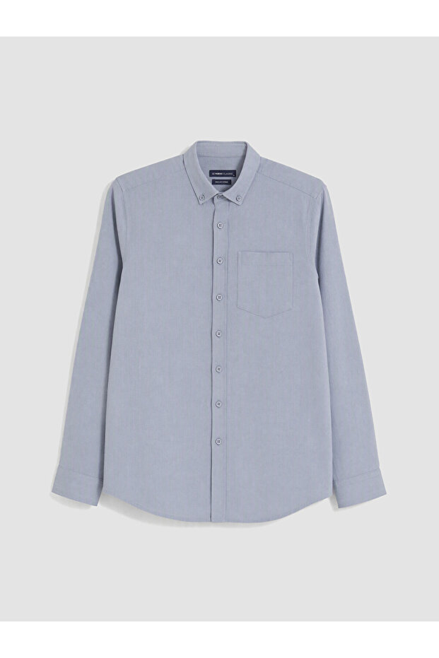 Vizyon New Season Blue Regular Fit Dobby Men's Shirt