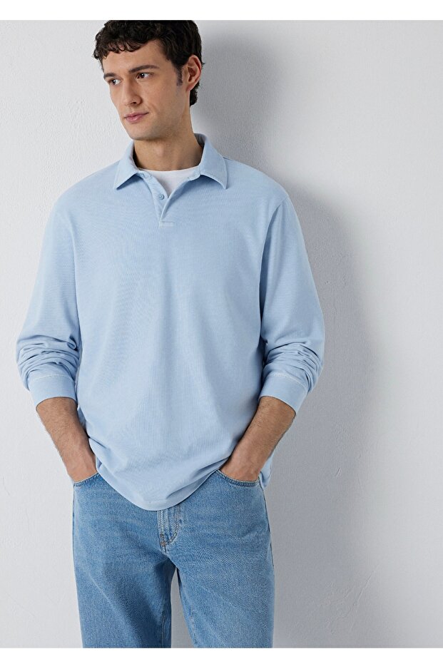 Polo Collar Regular Fit 100% Cotton Sweatshirt.