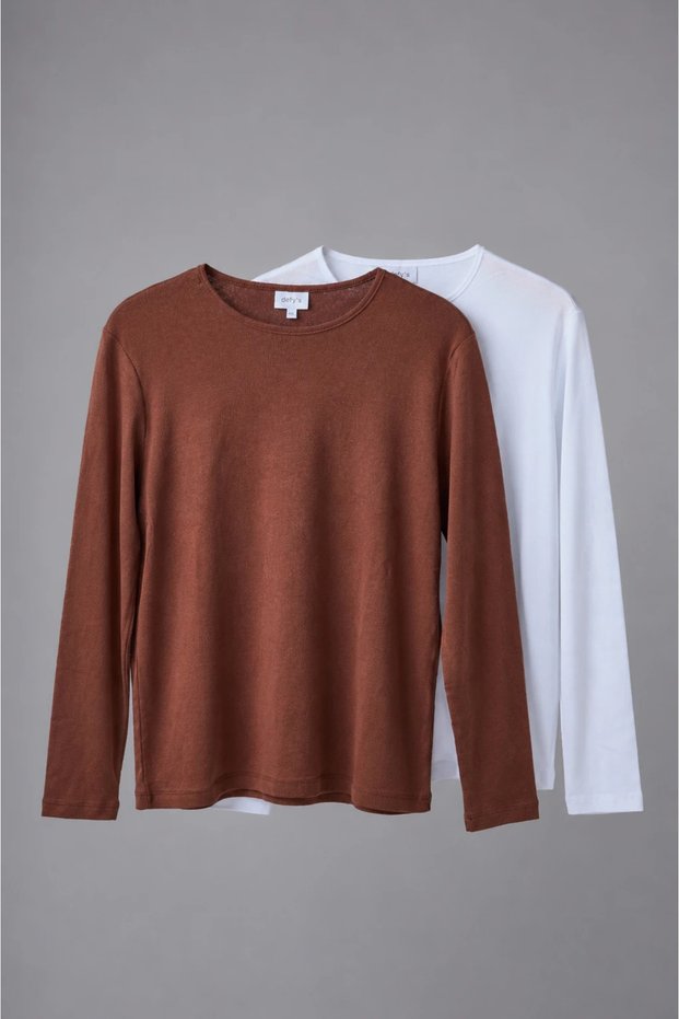 Women's Crew Neck Long Sleeve Basic T-Shirt Set of 2