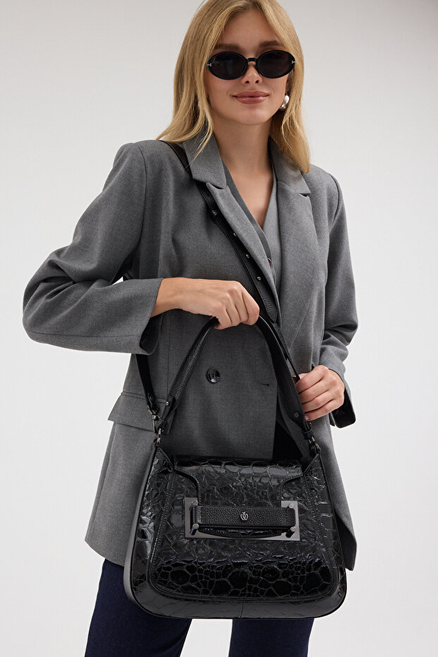 Italian Design 100% Genuine Leather Women's Hand and Shoulder Bag - Handcrafted Italian Style Crossbody Model