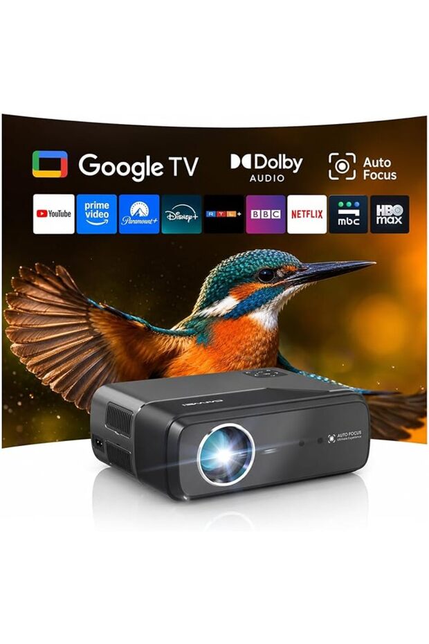 جهاز عرض ذكي بنظام جوجل تي في، يدعم دقة 1080 بكسل و4K، سينما منزلية مدمجة